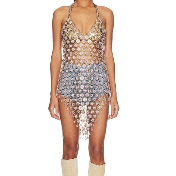 New Kelsey Chainmail Dress in Pink & Gold - Picture 6 of 13